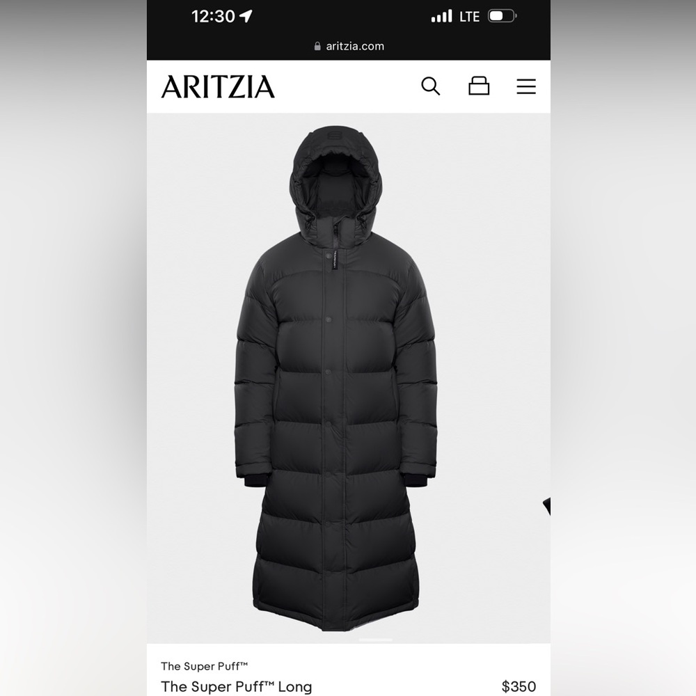 black long artizia puffer